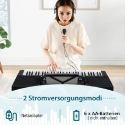 Tragbares elektronisches Keyboard mit 61 Tasten & Ständer & Hocker & Mikrofon Digitalpiano
