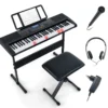 Tragbares Elektronisches Keyboard mit 61 Tasten & Ständer & Hocker Komplettes Digitalpiano
