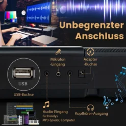 Tragbares Elektronisches Keyboard mit 61 Tasten & Ständer & Hocker Komplettes Digitalpiano