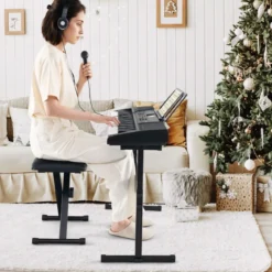 Tragbares Elektronisches Keyboard mit 61 Tasten & Ständer & Hocker Komplettes Digitalpiano