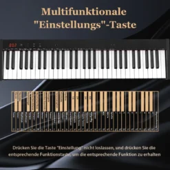 Tragbares Elektronisches Keyboard mit 61 Tasten & Ständer & Hocker Elektroklavier Digitale Keyboard