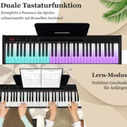 Tragbares Elektronisches Keyboard mit 61 Tasten & Ständer & Hocker Elektroklavier Digitale Keyboard