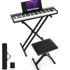 Tragbares Elektronisches Keyboard mit 61 Tasten & Ständer & Hocker Elektroklavier Digitale Keyboard