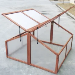 Tragbares Holz Kalthaus Gewächshaus Gewächshaus Treibhaus 90 x 80 x 58,5 cm Natur