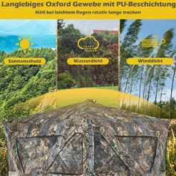 Tragbares Jagdzelt mit Erdspießen & Zurrgurten & Tragetasche für 3 Personen Camouflage