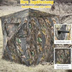 Tragbares Jagdzelt mit Erdspießen & Zurrgurten & Tragetasche für 3 Personen Camouflage