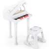 Tragbares Spielzeugklavier mit Hocker Elektronische Klaviertastatur 35 x 30 x 55 cm Weiß