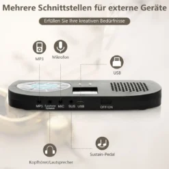 Tragbares 88 Tasten Roll Up Piano mit 128 Rhythmen & MIDI-Bluetooth Silikon Schwarz
