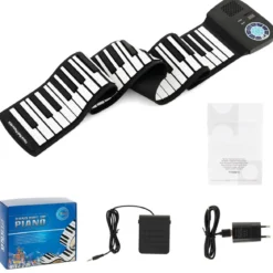 Tragbares 88 Tasten Roll Up Piano mit 128 Rhythmen & MIDI-Bluetooth Silikon Schwarz