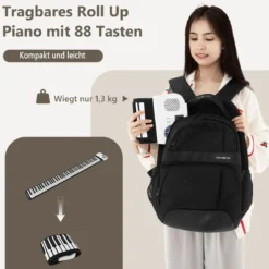 Tragbares 88 Tasten Roll Up Piano mit 128 Rhythmen & MIDI-Bluetooth Silikon Weiß