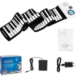 Tragbares 88 Tasten Roll Up Piano mit 128 Rhythmen & MIDI-Bluetooth Silikon Weiß
