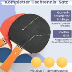 Tragbares Tischtennistisch-Set mit Netz & 2 Schlägern & 3 Bällen Mini Tischtennistisch