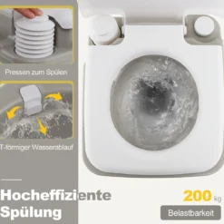 Tragbare Toilette mit 20 L Abfalltank kompakte Reise-WC mit Spülpumpe & Teleskoptrichter Grau