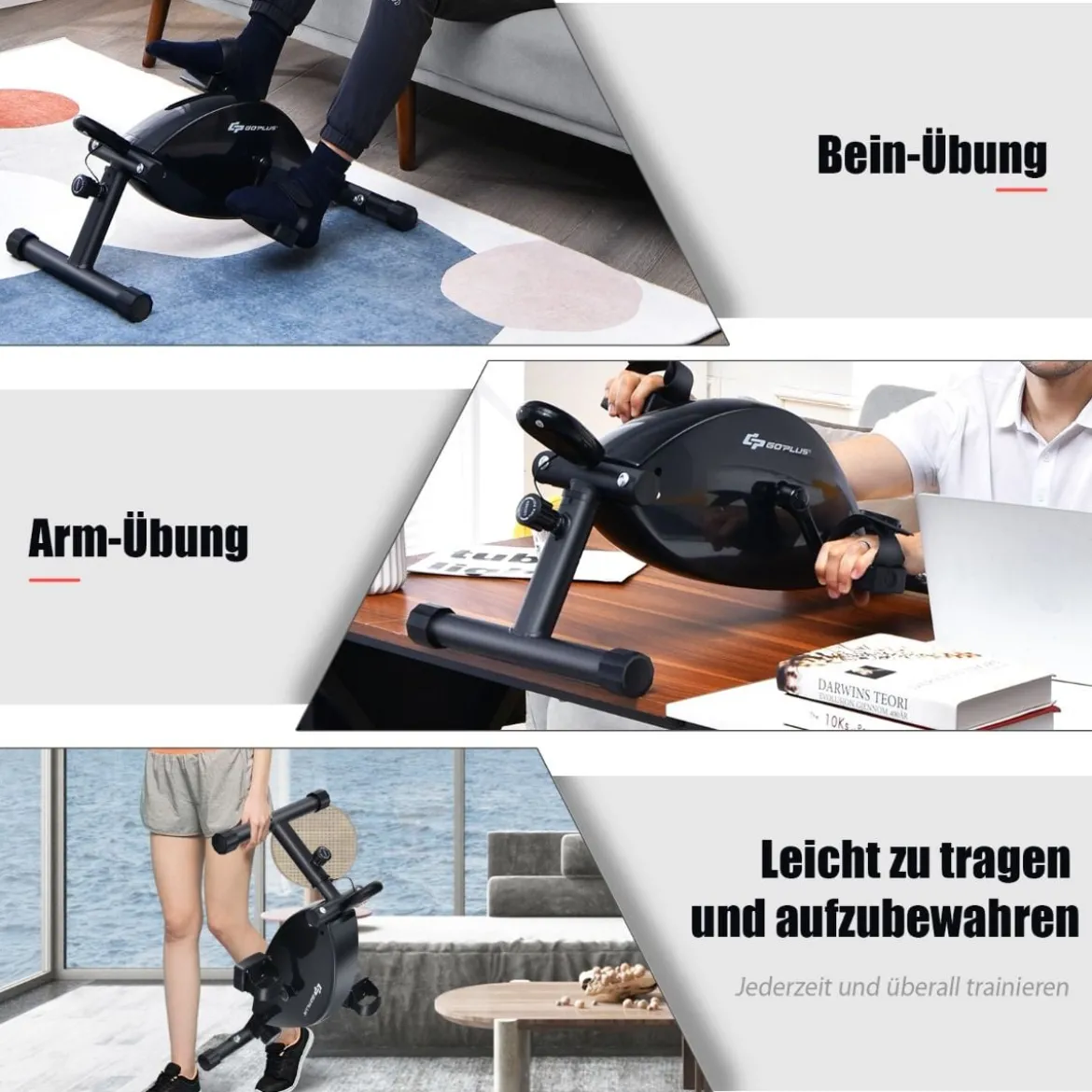 Trainingsgerättragbarer Heimtrainer Mini Stepper einstellbarer Magnetwiderstand Schwarz