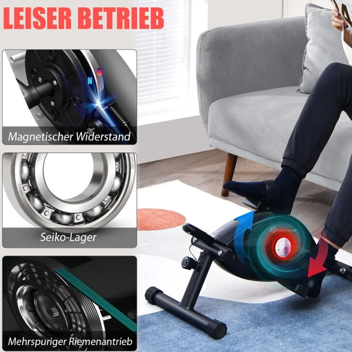 Trainingsgerättragbarer Heimtrainer Mini Stepper einstellbarer Magnetwiderstand Schwarz