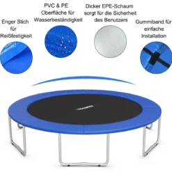 Trampolinmatratze 366cm x 366cm x 10cm Trampolin Übung Fitness Trampolin Polster Blau