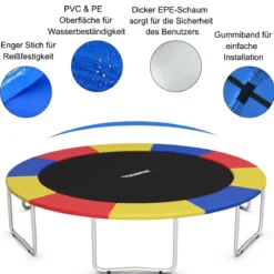 Trampolinmatratze 427cm x 427cm x 10cm Trampolin Übung Fitness Gymnastik Trampolin Polster Bunt