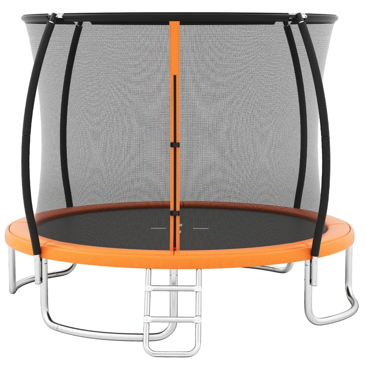 Trampolin outdoor mit Leiter Gartentrampolin rund mit Sicherheitsnetz Randabdeckung & Metallrahmen Ø366cm Orange