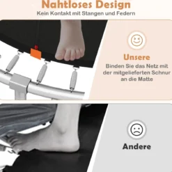 Trampolin outdoor mit Leiter Gartentrampolin rund mit Sicherheitsnetz Randabdeckung & Metallrahmen Ø366cm Orange