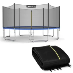 Trampolin Sicherheitsnetz für Gartentrampoline Ersatznetz außenliegend mit Reißverschluss und Schnallen Ø 366 cm