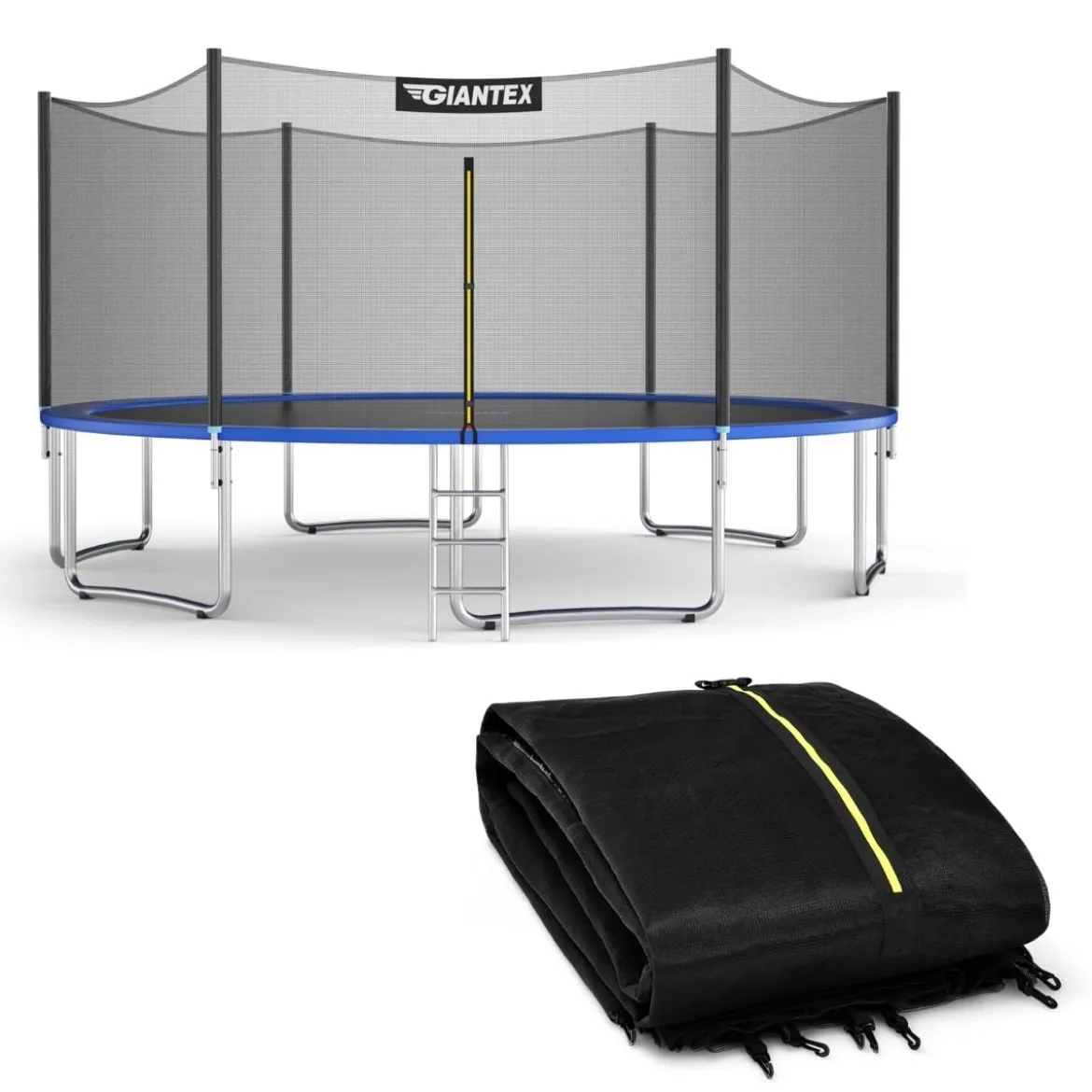 Trampolin Sicherheitsnetz für Gartentrampoline Ersatznetz außenliegend mit Reißverschluss und Schnallen Ø 366 cm