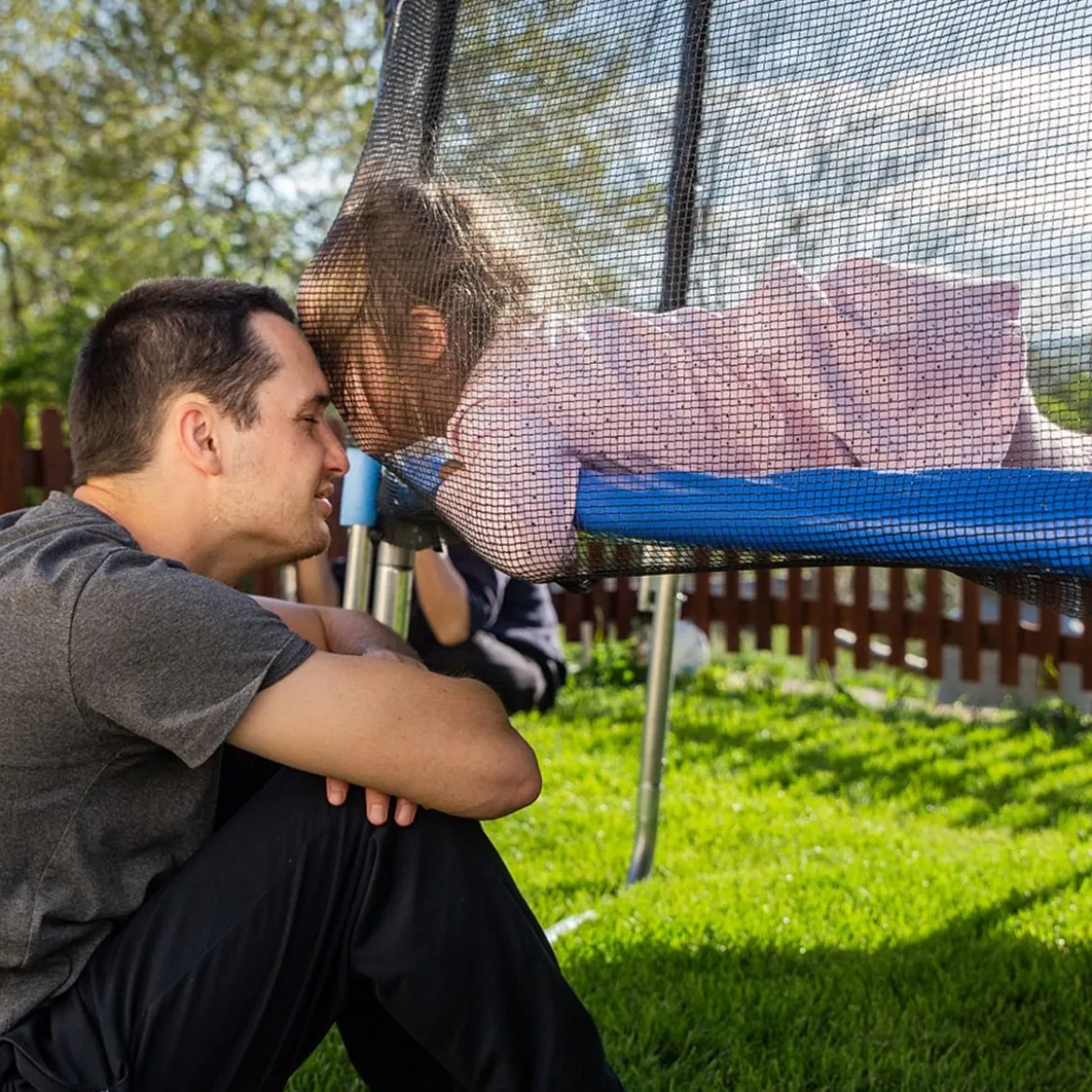 Trampolin Sicherheitsnetz für Gartentrampoline Ersatznetz außenliegend mit Reißverschluss und Schnallen Ø 366 cm