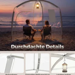 Transparentes Kuppelzelt 215 x 215 cm 2-4 Personen 540° Panorama Garten Transparent