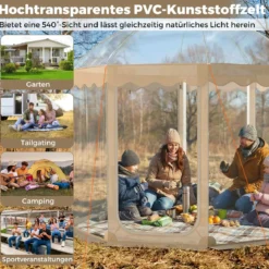 Transparentes Pop up Zelt für 8-10 Personen mit 540°Blick & Tragetasche Wetterfestes Wurfzelt