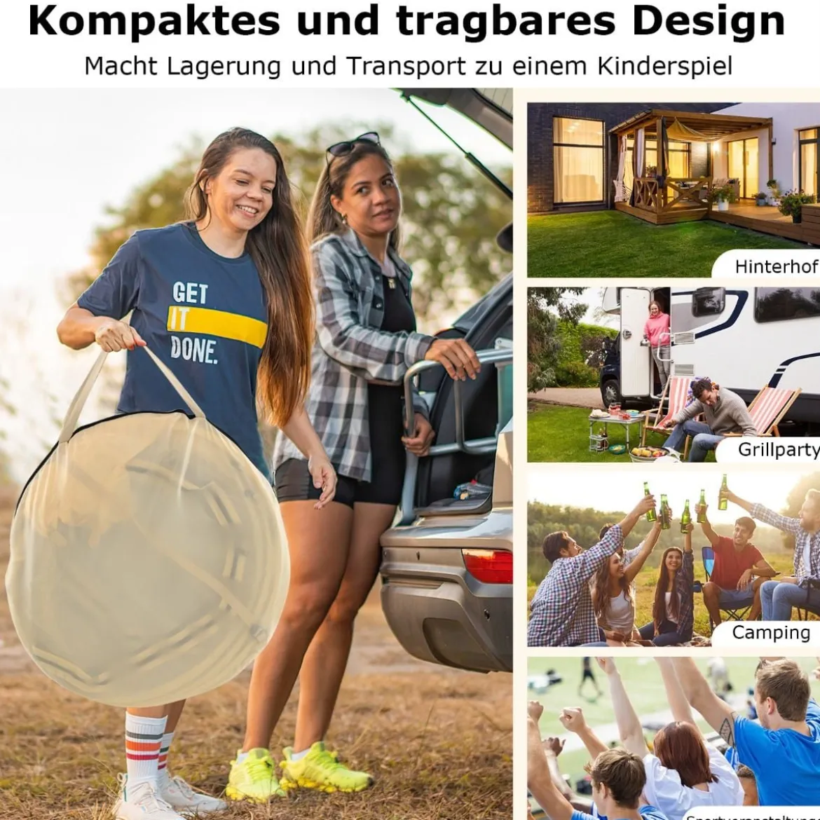 Transparentes Zelt Pop Up Zelt für 6-10 Personen mit 2 großen Rolltüren faltbares Sportzelt