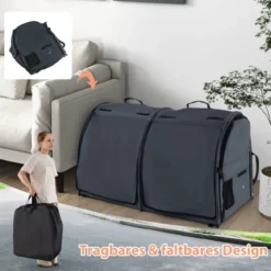Transporttasche mit Abnehmbaren Hängematten & Matratze & Katzentoilette Schwarz