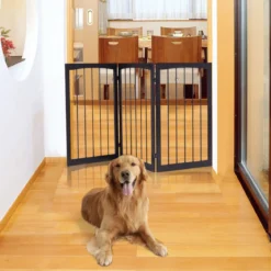 Treppengitter Klappbares Hund Absperrgitter Türschutzgitter 160 x 1,2 x 76 cm Braun