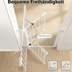 Treppenschutzgitter ohne Bohren mit 75-82 cm Breite Auto-Close Türschutzgitter Weiß
