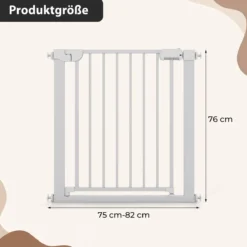 Treppenschutzgitter ohne Bohren mit 75-82 cm Breite Auto-Close Türschutzgitter Weiß