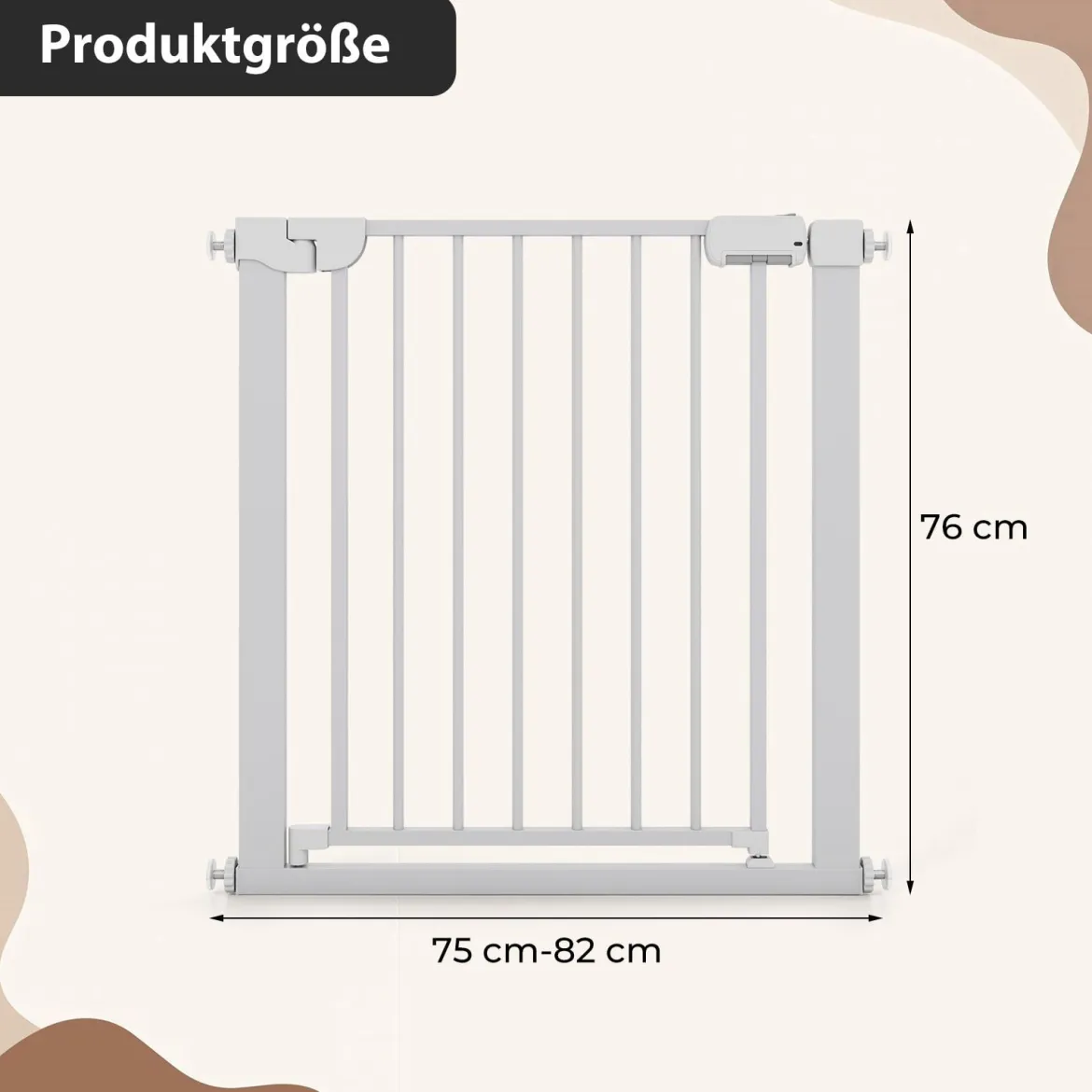 Treppenschutzgitter ohne Bohren mit 75-82 cm Breite Auto-Close Türschutzgitter Weiß