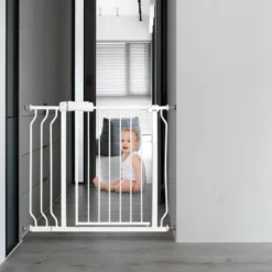 Treppenschutzgitter Schutzgitter ohne Bohrenerweiterbar von 74-98cm Weiß