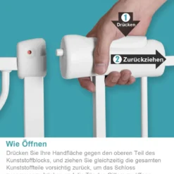 Treppenschutzgitter Schutzgitter ohne Bohrenerweiterbar von 74-98cm Weiß