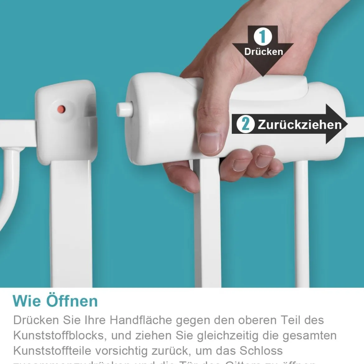 Treppenschutzgitter Schutzgitter ohne Bohrenerweiterbar von 74-98cm Weiß