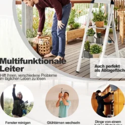 Trittleiter mit 3 Stufen Klappbarer Tritthocker aus Aluminium mit Rutschfesten Stufen 62 x 44 x 109 cm Silber
