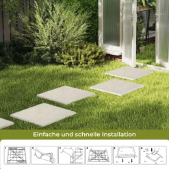 Trittsteine für Garten 8er Set Gehwegplatten 39,5 x 39,5 cm Steinplatten aus Polypropylen ​​für Rasen Garten Wege Beige