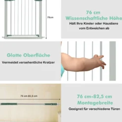 Türschutzgitter Baby 76-83 cm Sicherheitsgitter aus Metall Weiß