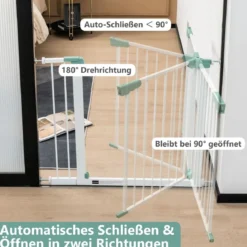 Türschutzgitter Baby 80-132cm Treppenschutzgitter aus Metall ohne Bohren 80-130 x 2 x 76 cm Weiß