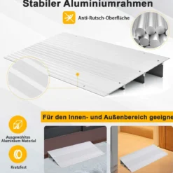 Türschwellenrampe 8,5 cm hohe Einstiegsrampe mit verstellbarem Aluminiumrahmen rutschfester Zugangsrampe