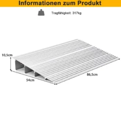 Türschwellenrampe 10,5 cm hohe Einstiegsrampe mit verstellbarem Aluminiumrahmen rutschfester Zugangsrampe