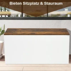 Truhenbank mit Stauraum Sitzbank mit Deckel & Einklemmschutz 90 x 45 x 45,5 cm