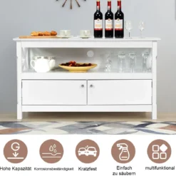TV-Kommode für Fernseher TV Schrank Kommode Lowboard mit Regal Holz 112 x 40 x 61 cm Weiß