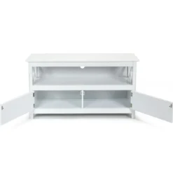 TV-Kommode für Fernseher TV Schrank Kommode Lowboard mit Regal Holz 112 x 40 x 61 cm Weiß