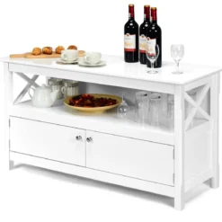 TV-Kommode für Fernseher TV Schrank Kommode Lowboard mit Regal Holz 112 x 40 x 61 cm Weiß