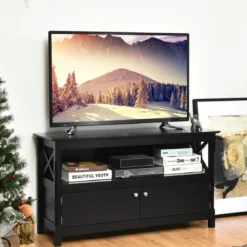 TV-Kommode TV Schrank Wohnzimmerschrank Sideboard Fernsehtisch Holz 112 x 40 x 61 cm Schwarz