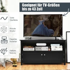 TV-Kommode TV Schrank Wohnzimmerschrank Sideboard Fernsehtisch Holz 112 x 40 x 61 cm Schwarz