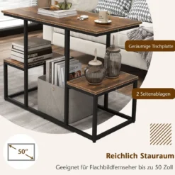 TV-Konsolentisch für 50-Zoll-Fernseher industrielle Medienkonsole mit offenen Ablagen 108 x 40 x 65 cm Rustikales Braun